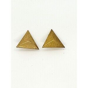 Vintage 1970s Gold Tone Domed Triangle Textured Clip On Earrings Shimmery 1"